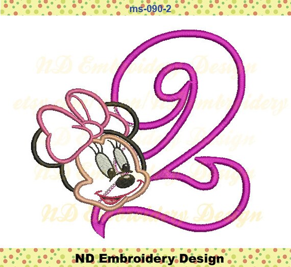 Minnie Maus Gesicht 2 Geburtstag Stickerei Girly Minnie Etsy