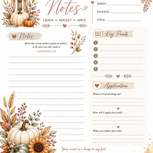 Fall Sermon Notes Page Printable | Bible Study, Church Notes (PNG Download)