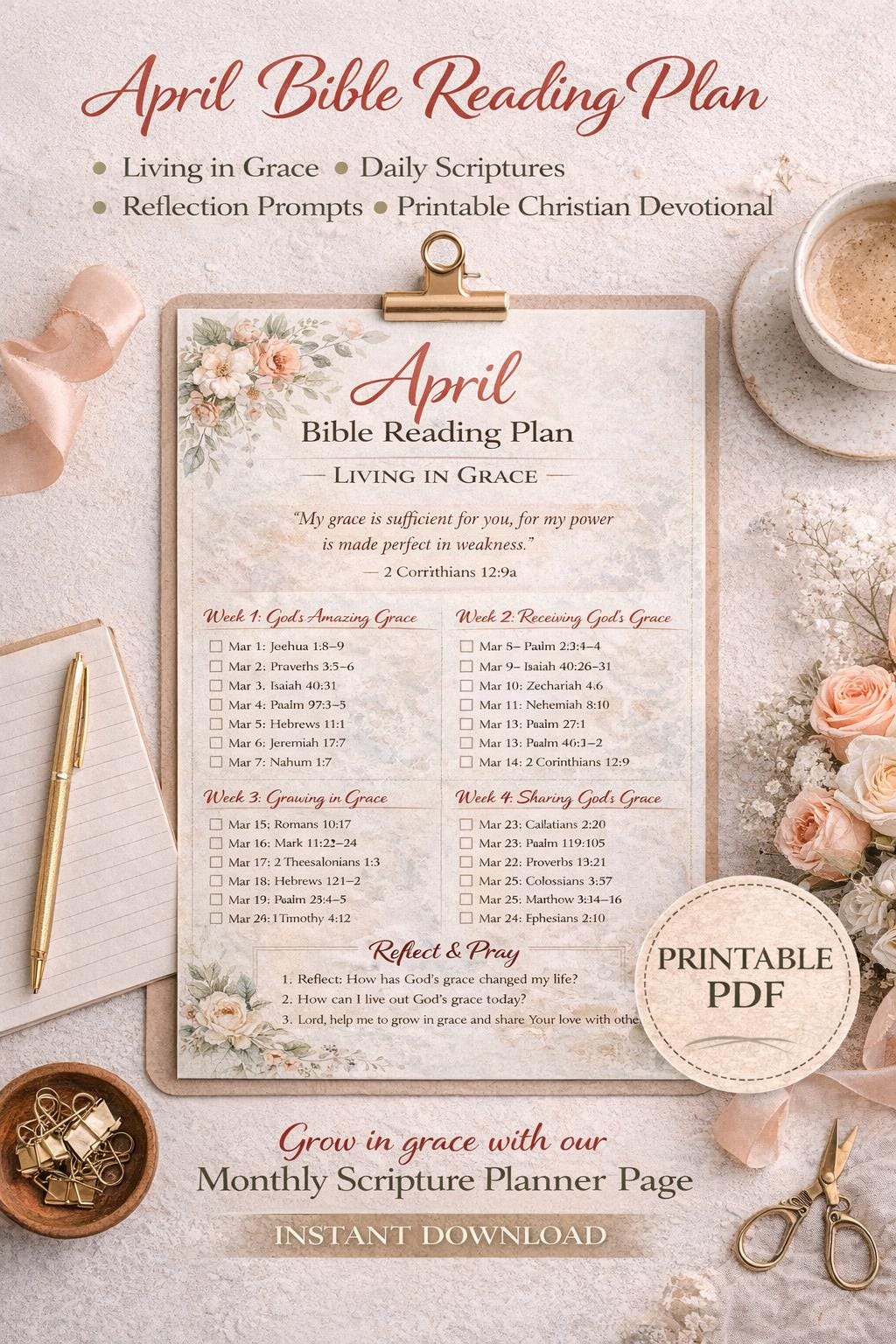 April Bible Reading Plan | PDF Form - Etsy