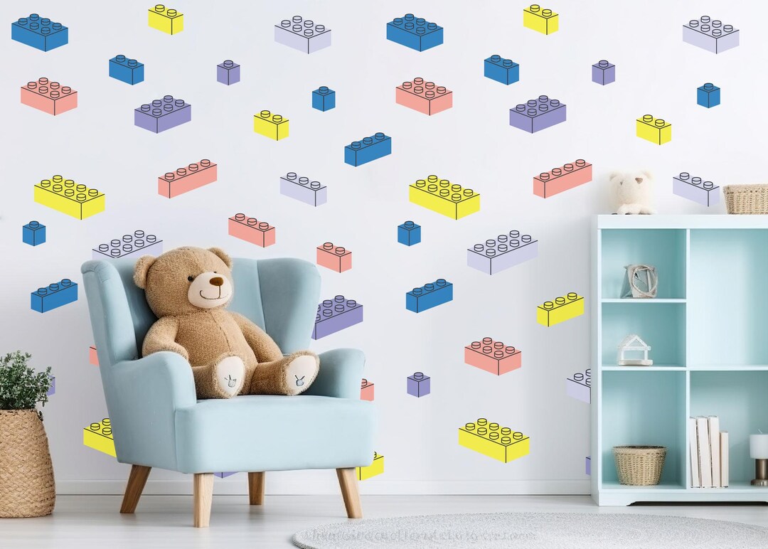 Building Block Wall Decals for Kids Bedroom, Nursery, Playroom, Wall ...