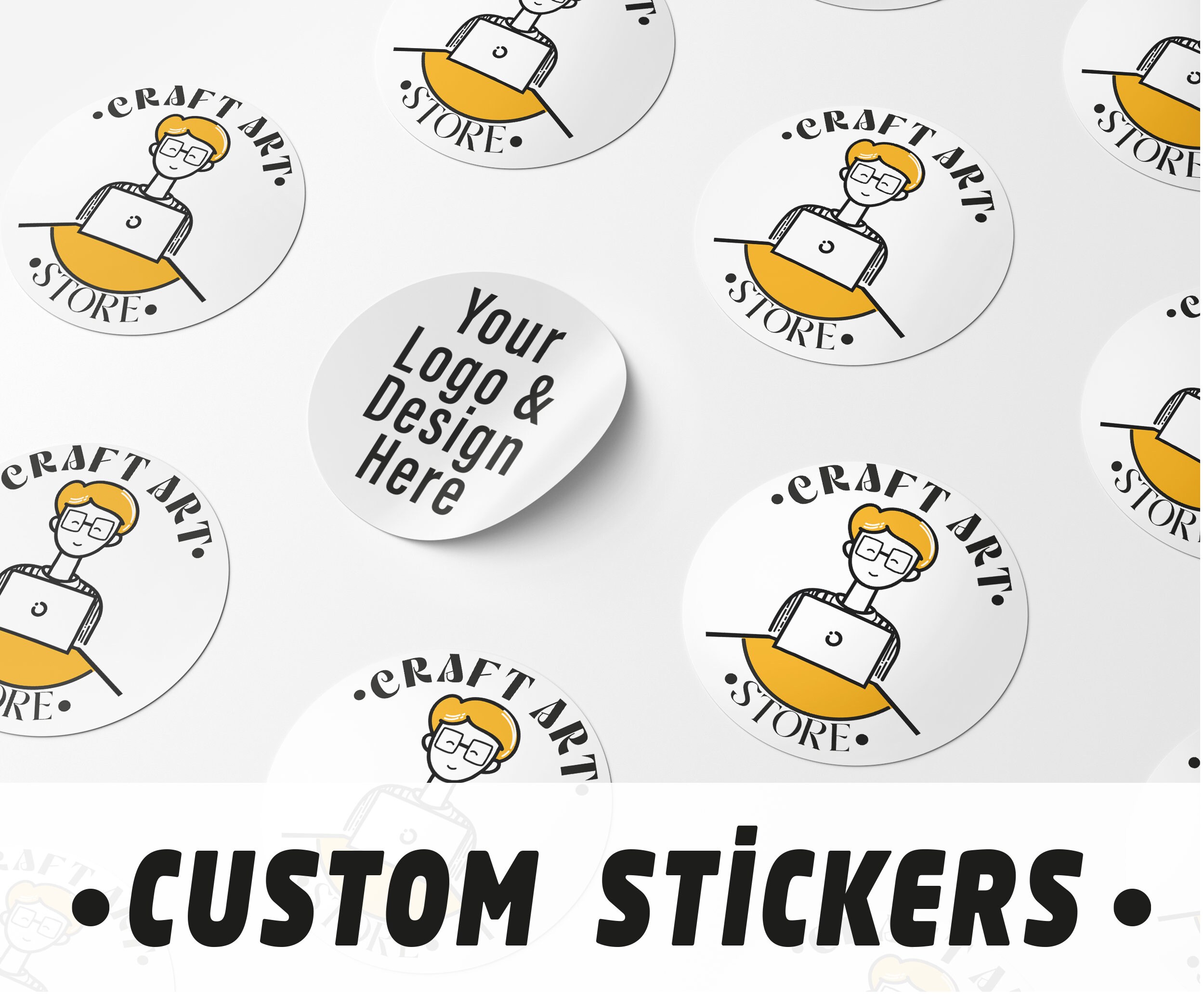 Coffee Logo Stickers, Package Labels, Bubble Tea Sticker, Circle Labels