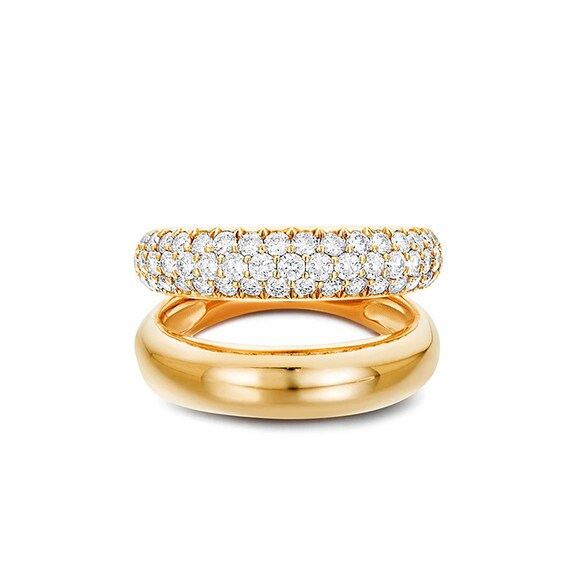 18K Gold Plated Layered Ring Etsy