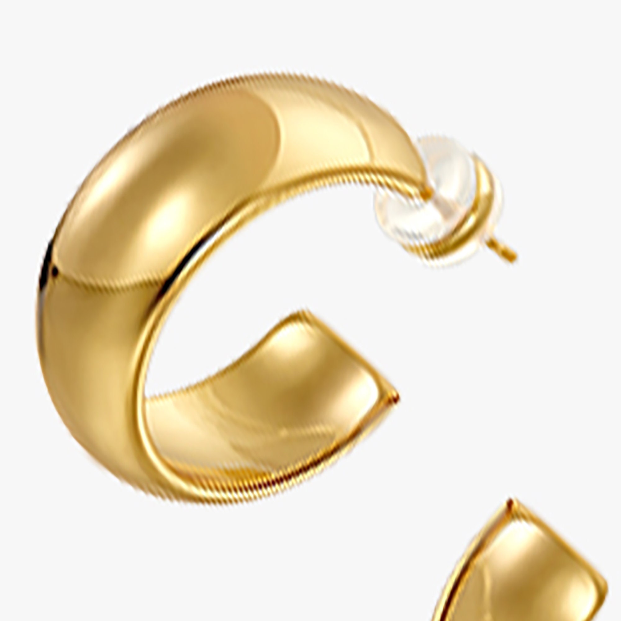 18K Gold Plated Hoop Post Back Earrings Etsy