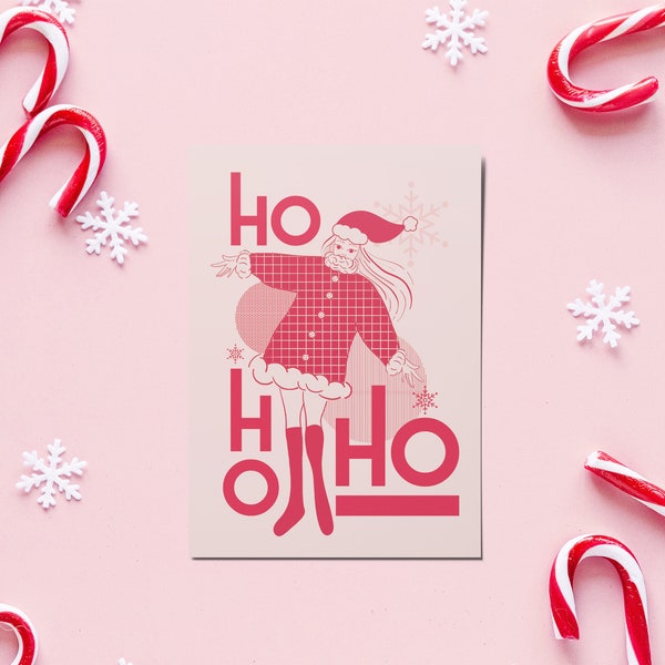 Carte de voeux de Noël 2022 - "Ho Ho Ho" - A6 (10,5 x 14,8 cm)