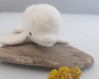 Felted BELUGA WHALE soft white Christmas stocking gift