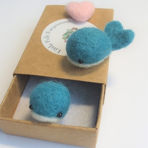 Tiny whales in a matchbox, felted ornament small gratitude gift keepsake totem