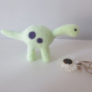 Felted DINOSAUR pastel green brontosaurus best friend gift ornament