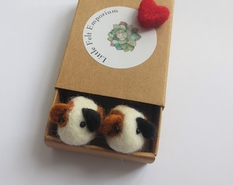 Tiny guinea pigs in a matchbox, felted ornament small gratitude gift keepsake totem