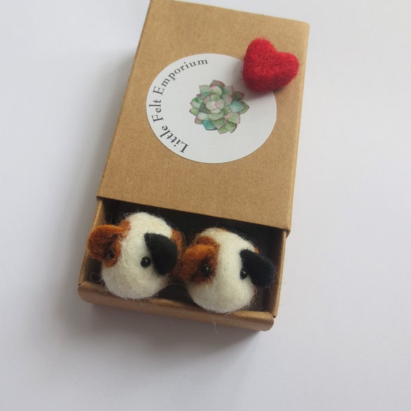 Tiny guinea pigs in a matchbox, felted ornament small gratitude gift keepsake totem