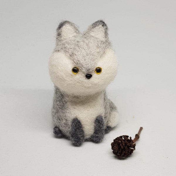 Felted WOLF pup cute kawaii keepsake desk buddy small gratitude gift