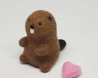 Needle Felted Baby Beaver – Handmade Wool Keepsake
