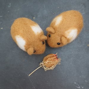 Felted SYRIAN HAMSTER in ginger and white ornament keepsake small gift stocking stuffer party favor