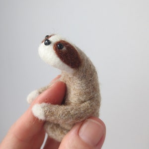 Felted SLOTH in tan Valentine cute keepsake desk buddy lockdown gift