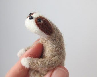 Felted SLOTH in tan Valentine cute keepsake desk buddy lockdown gift