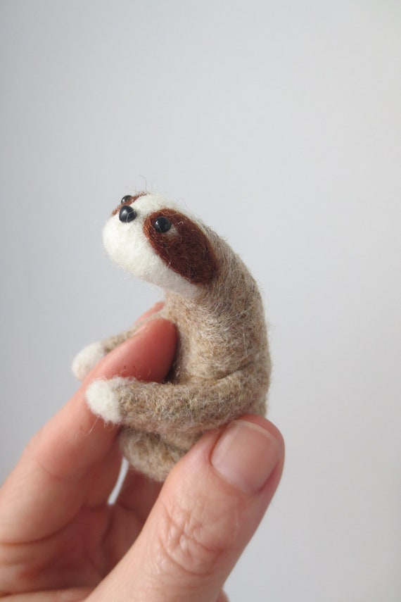 Felted Sloth In Tan Cute Keepsake Desk Buddy Mother S Day Etsy