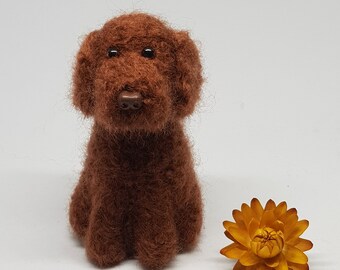 Needlefelted brown cockapoo dog keepsake pet portrait