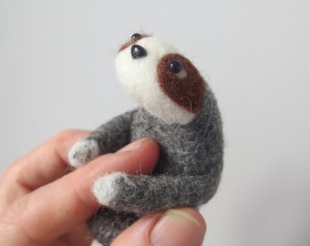 Felted Sloth – Handmade Gray Wool Desk Buddy