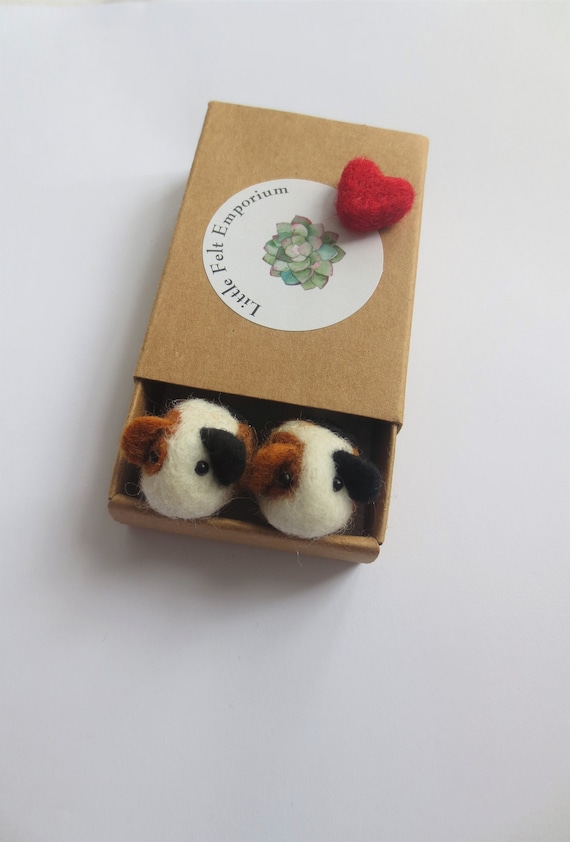 Tiny guinea pigs in a matchbox, felted ornament small gratitude gift keepsake totem