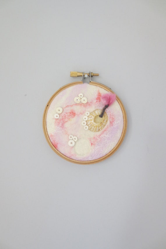 Art Felt 3 Inch Embroidery Hoop Pale Pink Summer Decor 