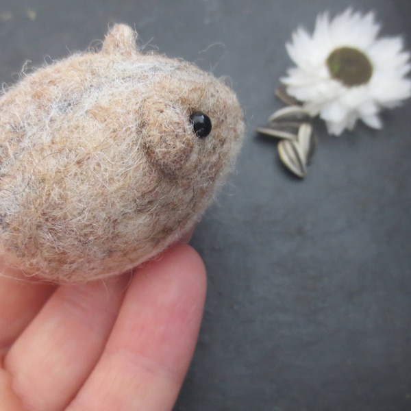 Felted DWARF HAMSTER in  tan and white ornament keepsake small gift stocking stuffer party favor