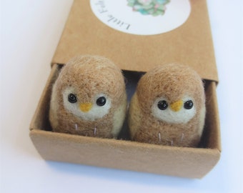 Tiny owls in a matchbox, felted ornament small gratitude gift keepsake totem