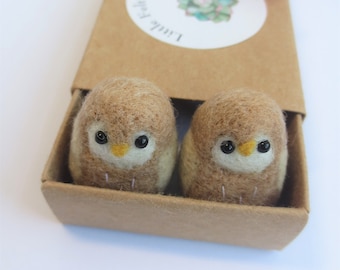 Tiny owls in a matchbox, felted ornament small gratitude gift keepsake totem