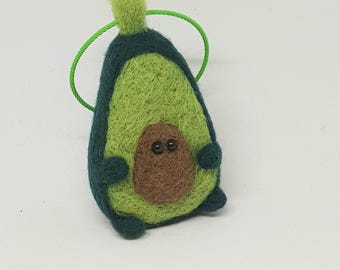 Cute felted Avocado character large bag charm