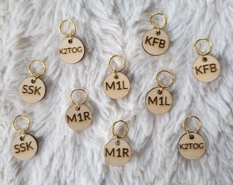 Wooden Sweater Instructional Stitch Markers, Knitting tool for following knitting patterns, helpful progress keepers, set of 10