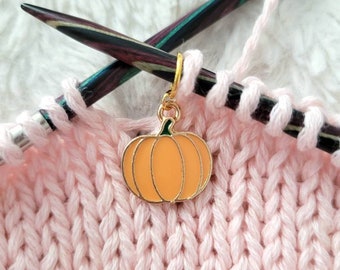 Pumpkin knitting stitch markers or progress keepers, knitting accessories and gifts for knitters, cute stitch markers