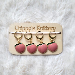 Set of 4 Pink Peach Knitting Stitch Markers or Progress Keepers, knitting accessories and gifts for knitters, cute stitch markers