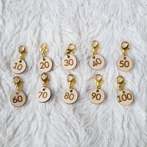 Numbered Progress Keepers 0-9, knitting tools, knitting stitch markers with numbers, row counter, crochet progress keepers, crochet tool