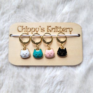 Set of 4 Cat Knitting Stitch Markers or Progress Keepers, knitting accessories and gifts for knitters, cute stitch markers
