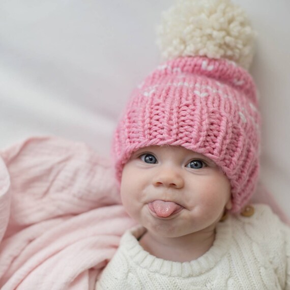 pink knit hat