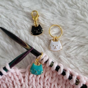 Cat stitch markers, progress keepers, knitting accessories, gifts for knitters, cute animal stitch markers