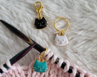 Cat stitch markers, progress keepers, knitting accessories, gifts for knitters, cute animal stitch markers