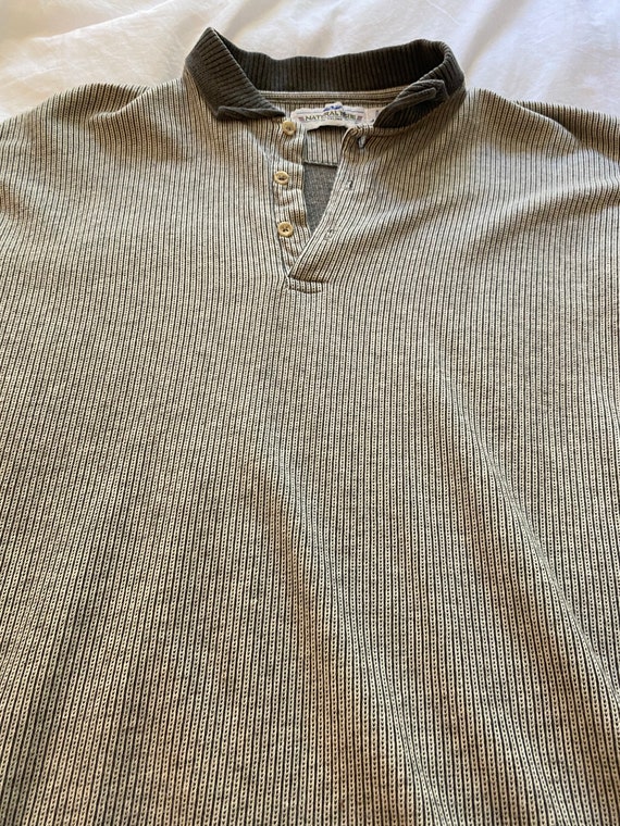 Vintage Gray Stripped Collard Shirt - Gem