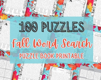 Word Search Printable Large Print Word Search Puzzle Book for Seniors Large Print Fall Word Search PDF word search puzzle instant download