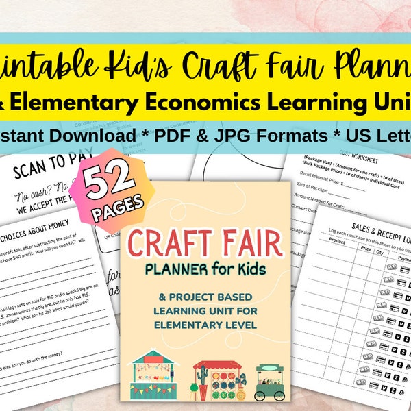 Craft Fair Planner for Kids Craft Fair Bundle, Economics Homeschool Unit Teach Economics Worksheets and Craft Fair Organizer