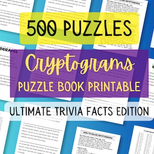 Printable Cryptograms Puzzle Book Printable Trivia Cryptograms For Adults Cryptograms Printable Puzzles Large Print Cryptogram Trivia eBook