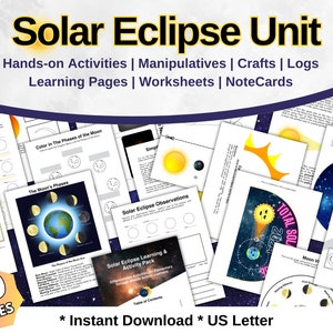 Solar Eclipse Unit Study Moon Phases Worksheets Eclipse Crafts ...