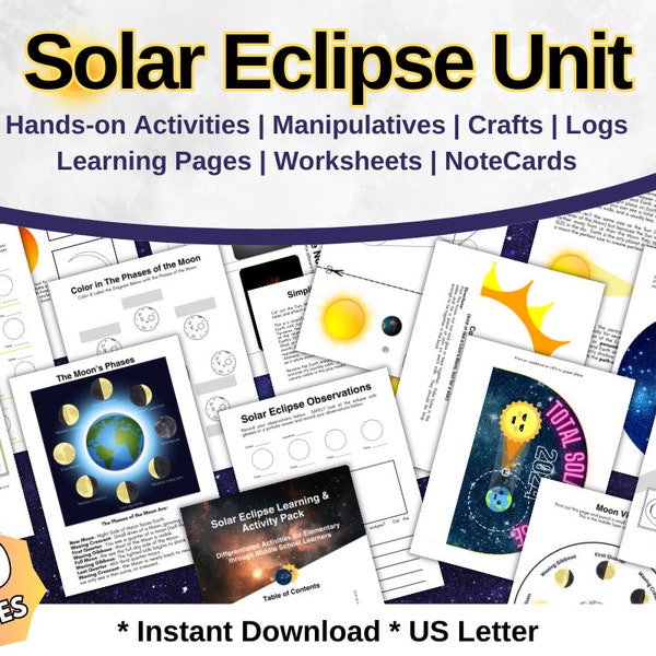 Solar Eclipse 2024 Activities, Worksheets, Eclipse Crafts, Solar Eclipse Learning Pages, Eclipse Models, Great American Solar Eclipse