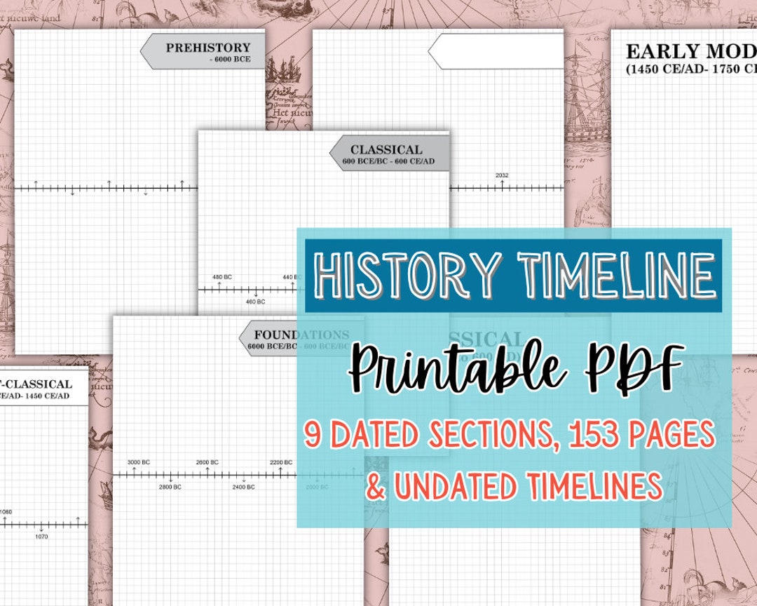 History Timeline Notebook Printable Blank Dated and Undated Graph Paper ...