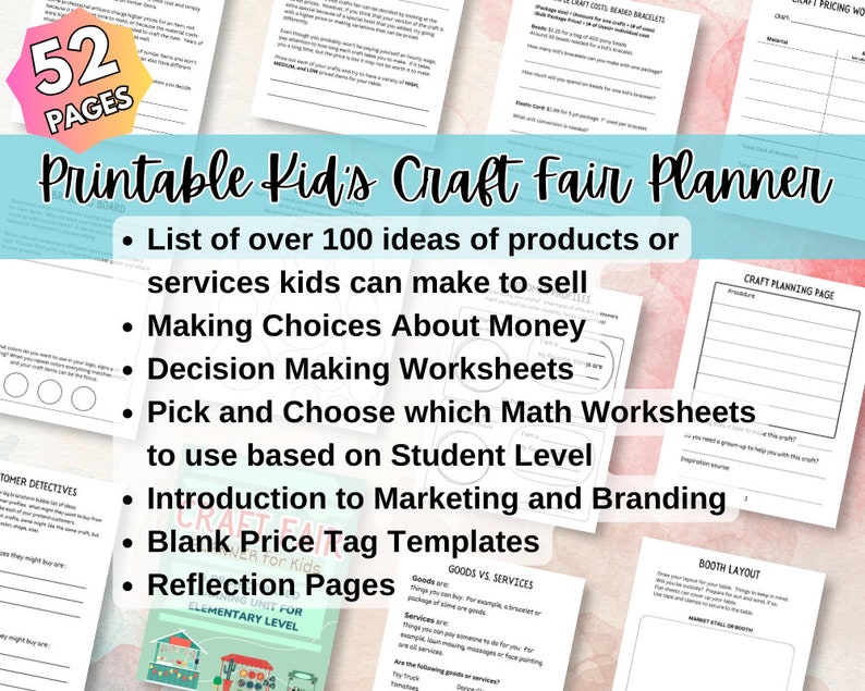 Craft Fair Planner for Kids Craft Fair Bundle, Economics Homeschool ...