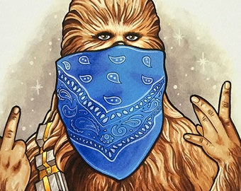 Cholo Chewie - Chewbacca Star Wars Print - Wall Art - Art Geek - Gifts for Him - Star Wars Decor -