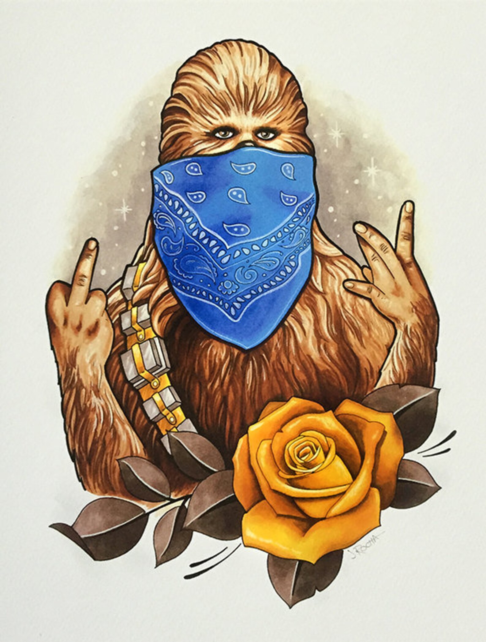 Cholo Chewie Chewbacca Star Wars Print Wall Art Art Geek Etsy