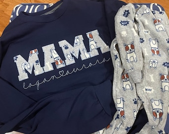 Mama besticktes Baby Schläfer / Onesie Outfit Andenken Sweatshirt | Personalisierte Mom Pullover
