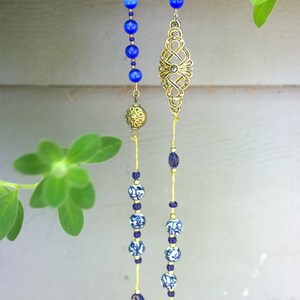 Blue Character Painted Porcelain Beaded Necklace