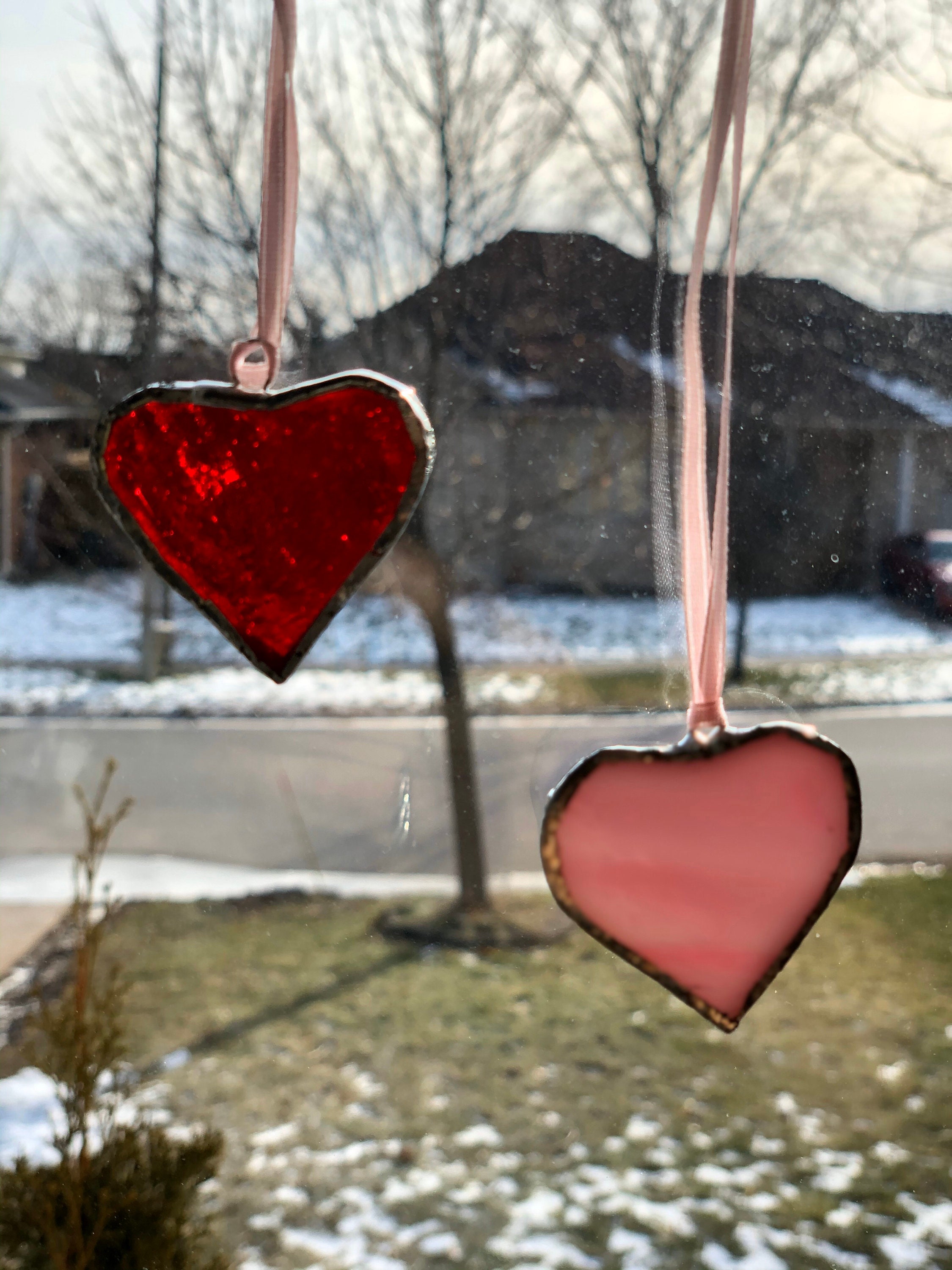 Set of Mini Stained Glass Hearts | Suncatcher | Home Decor