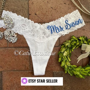 Personalized White Bridal Thong, Monogrammed Thong, Brides Something Blue, Wedding  Underwear, Bridal Gift, Bridal Panty, Wedding Lingerie -  Canada