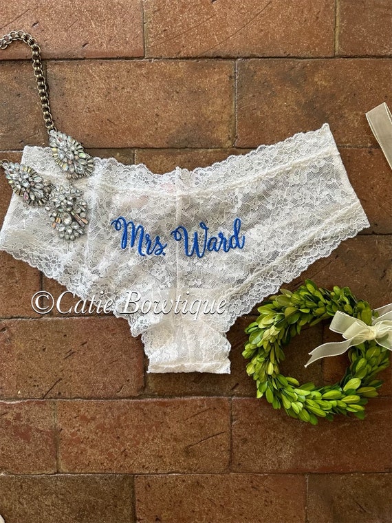 Personalized IVORY Bridal Monogram Cheeky Panties/ Wedding